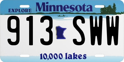 MN license plate 913SWW