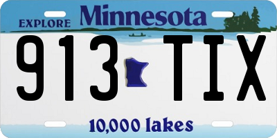 MN license plate 913TIX
