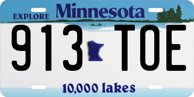 MN license plate 913TOE