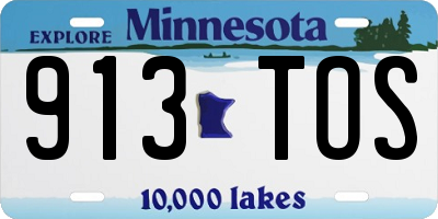 MN license plate 913TOS