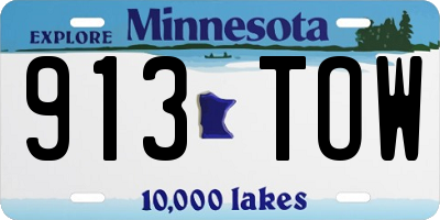 MN license plate 913TOW