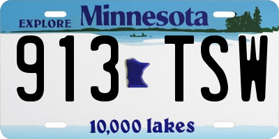 MN license plate 913TSW