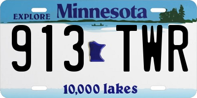 MN license plate 913TWR
