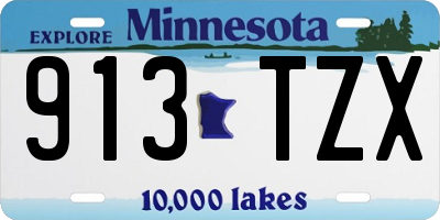 MN license plate 913TZX