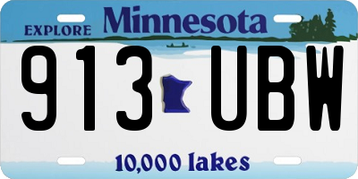 MN license plate 913UBW