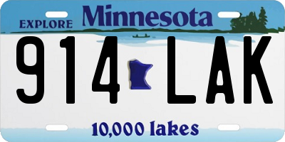 MN license plate 914LAK