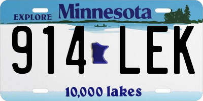 MN license plate 914LEK