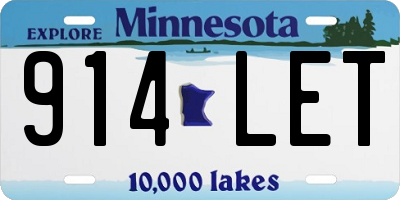 MN license plate 914LET