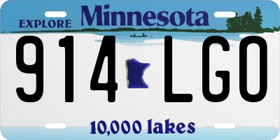 MN license plate 914LGO