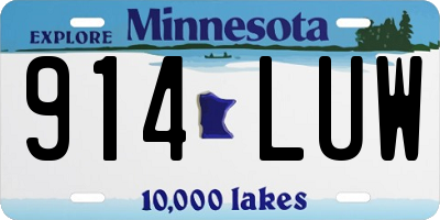 MN license plate 914LUW