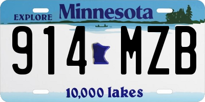 MN license plate 914MZB