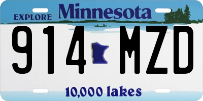MN license plate 914MZD