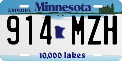 MN license plate 914MZH