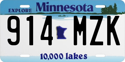 MN license plate 914MZK