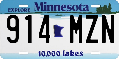 MN license plate 914MZN