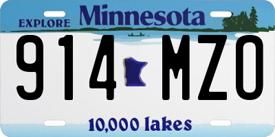MN license plate 914MZO