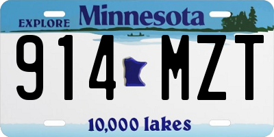 MN license plate 914MZT