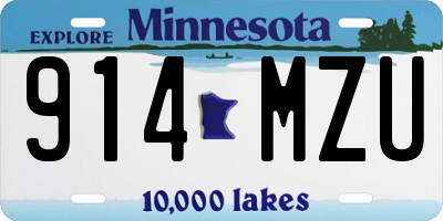 MN license plate 914MZU