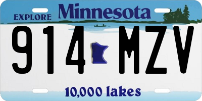 MN license plate 914MZV