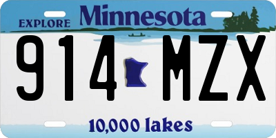 MN license plate 914MZX