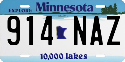 MN license plate 914NAZ