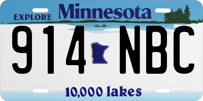 MN license plate 914NBC