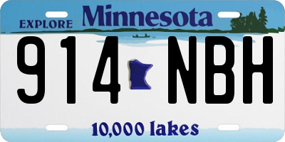 MN license plate 914NBH