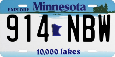MN license plate 914NBW
