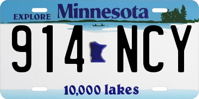 MN license plate 914NCY