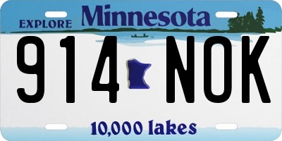 MN license plate 914NOK