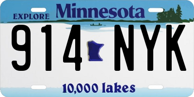 MN license plate 914NYK