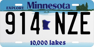 MN license plate 914NZE