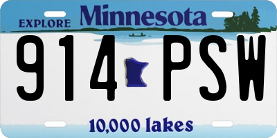 MN license plate 914PSW