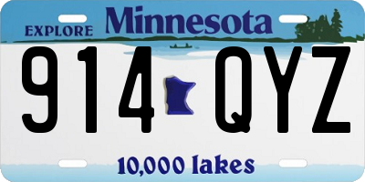 MN license plate 914QYZ