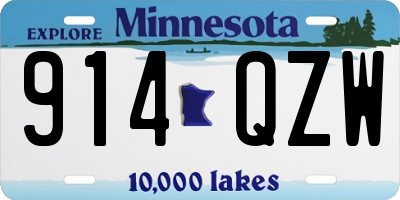 MN license plate 914QZW