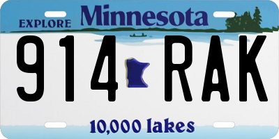MN license plate 914RAK