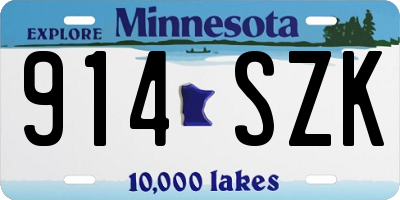 MN license plate 914SZK