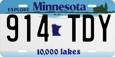 MN license plate 914TDY