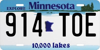 MN license plate 914TOE