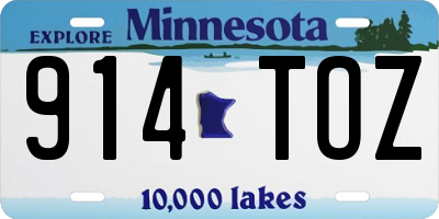 MN license plate 914TOZ
