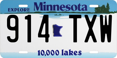 MN license plate 914TXW