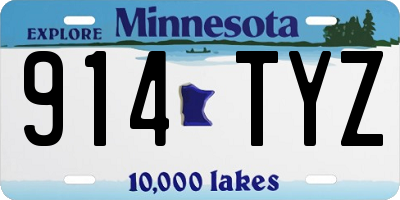 MN license plate 914TYZ