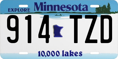 MN license plate 914TZD