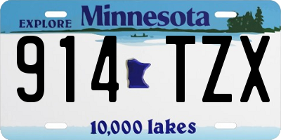 MN license plate 914TZX