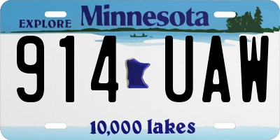 MN license plate 914UAW