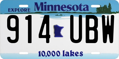 MN license plate 914UBW