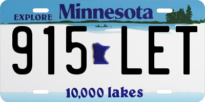 MN license plate 915LET