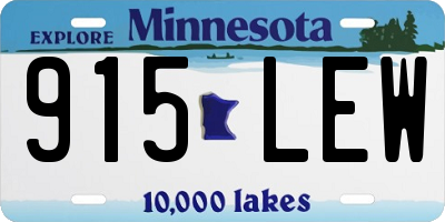 MN license plate 915LEW