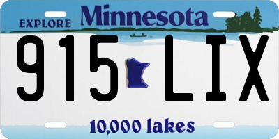 MN license plate 915LIX