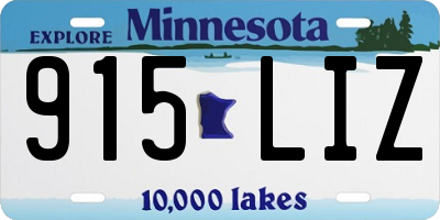 MN license plate 915LIZ
